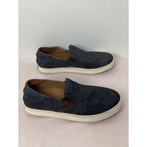 EUC Olukai PEHUEA POW! WOW! Slip on Canvas Sneakers Shoes Size 6 GREY LEAF - Picture 4 of 7